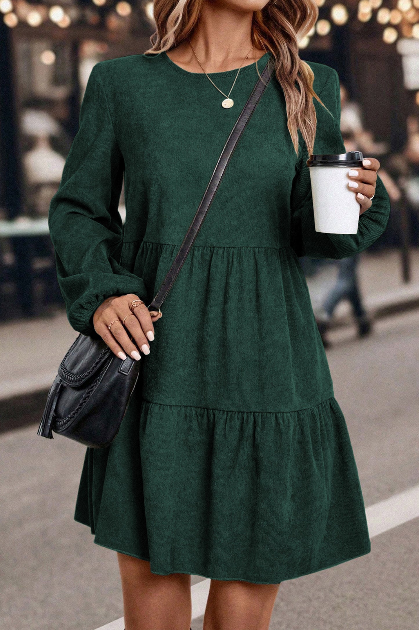 Mist Green Lantern Sleeve Tiered Mini Dress Mist Green Lantern Sleeve Tiered Mini Dress