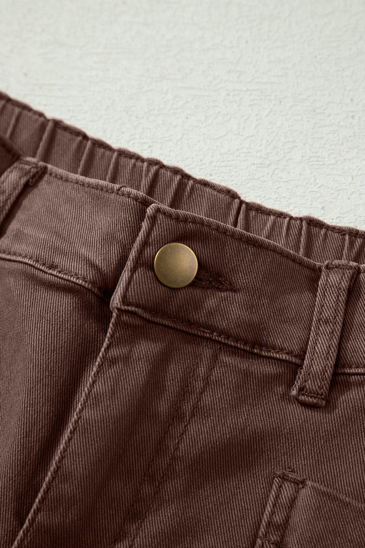 Coffee Solid Color Square Patch Pocket Ankle-length Barrel Jeans-Bottoms/Jeans-[Adult]-[Female]-2022 Online Blue Zone Planet