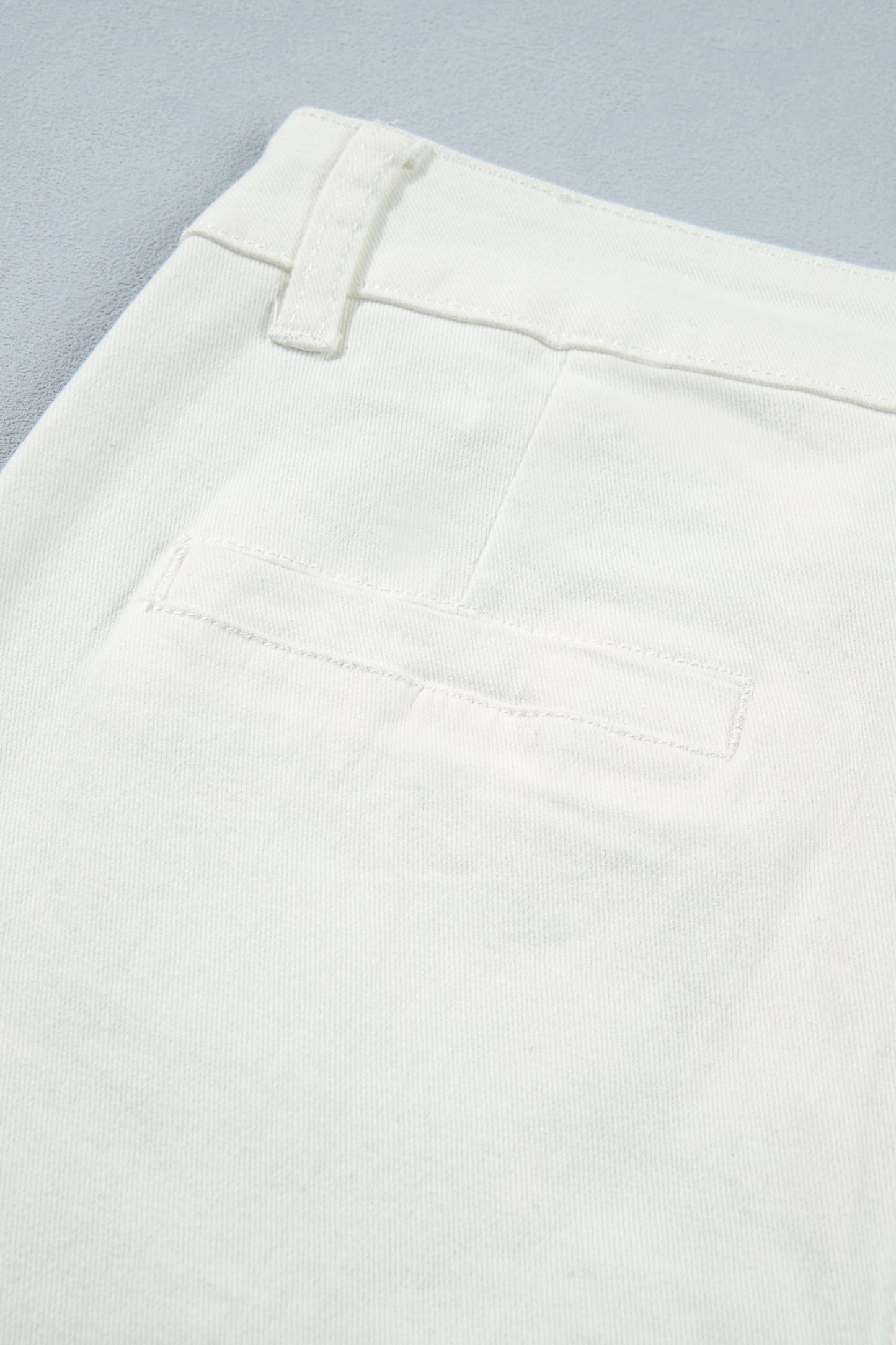 White Solid Color Scalloped Patch Pocket Shift Jeans-Bottoms/Jeans-[Adult]-[Female]-2022 Online Blue Zone Planet