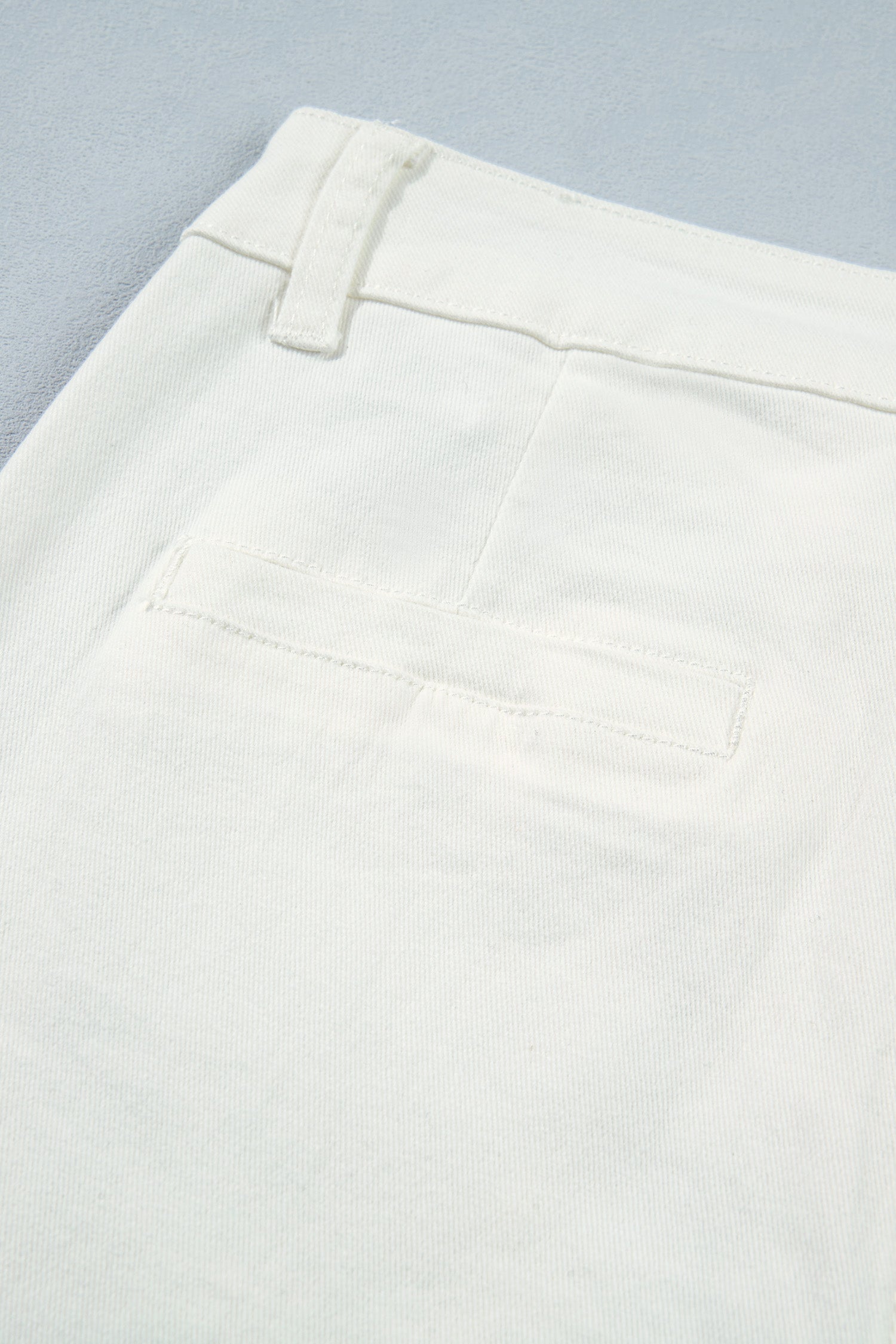 White Solid Color Scalloped Patch Pocket Shift Jeans-Bottoms/Jeans-[Adult]-[Female]-2022 Online Blue Zone Planet