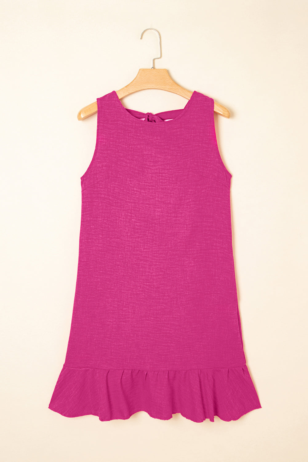 Smoke Gray Knot Scoop Back Ruffle Hem Sleeveless Mini Dress-TOPS / DRESSES-[Adult]-[Female]-2022 Online Blue Zone Planet