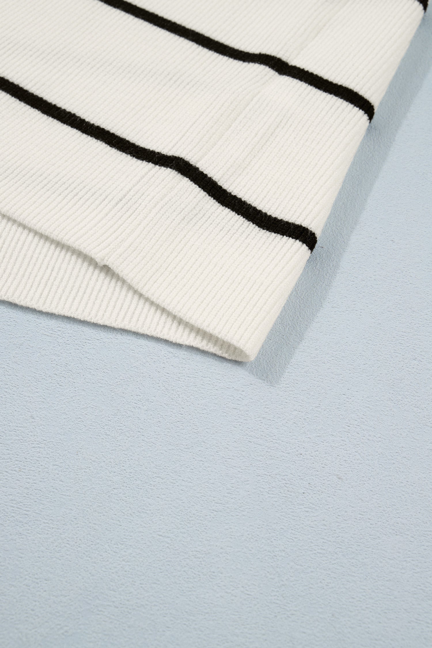 White Stripe Ribbed Knit Half Sleeve Loose Sweater Tee-TOPS / DRESSES-[Adult]-[Female]-2022 Online Blue Zone Planet