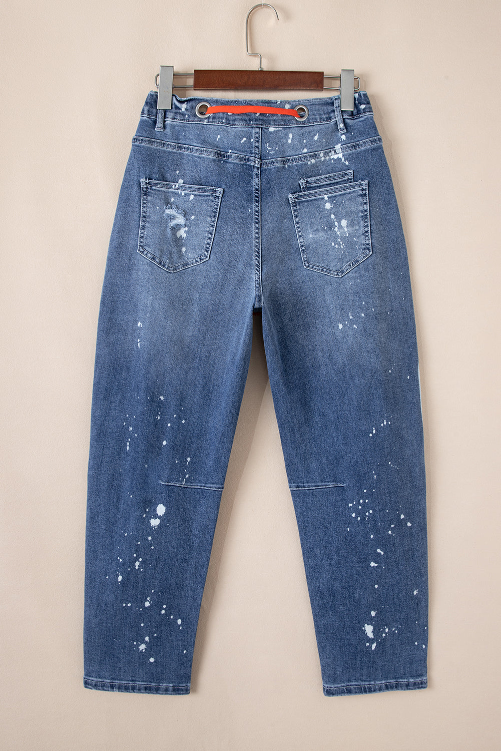 Ashleigh Blue Ripped Splattering Paint Rope Waist Cropped Straight Jeans-Bottoms/Jeans-[Adult]-[Female]-2022 Online Blue Zone Planet