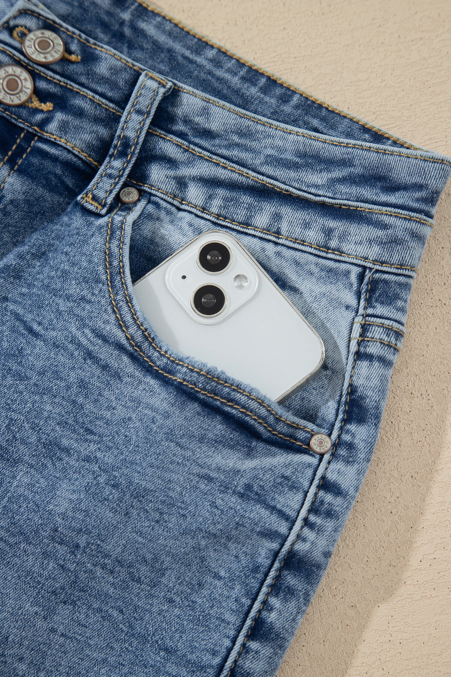 Beau Blue Acid Wash Pocket Detail Flare Jeans-Bottoms/Jeans-[Adult]-[Female]-2022 Online Blue Zone Planet