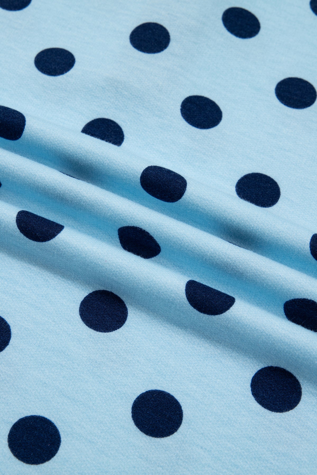 Sky Blue Polka Dot Drop Shoulder Polo Loose Pullover Patch Pocket Casual Shorts Set-Two Piece Sets/Short Sets-[Adult]-[Female]-2022 Online Blue Zone Planet