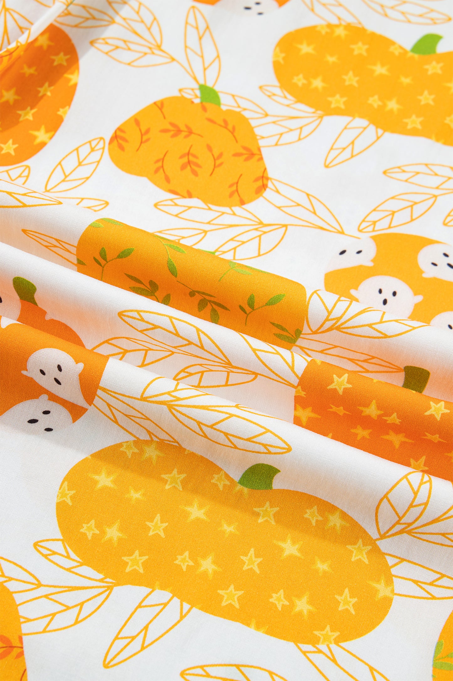 Orange Short Sleeve Pumpkin Print Polka Dot Trim Pocket Pocket Placket Home Wear Lounge Set-Loungewear & Sleepwear/Loungewear-[Adult]-[Female]-2022 Online Blue Zone Planet
