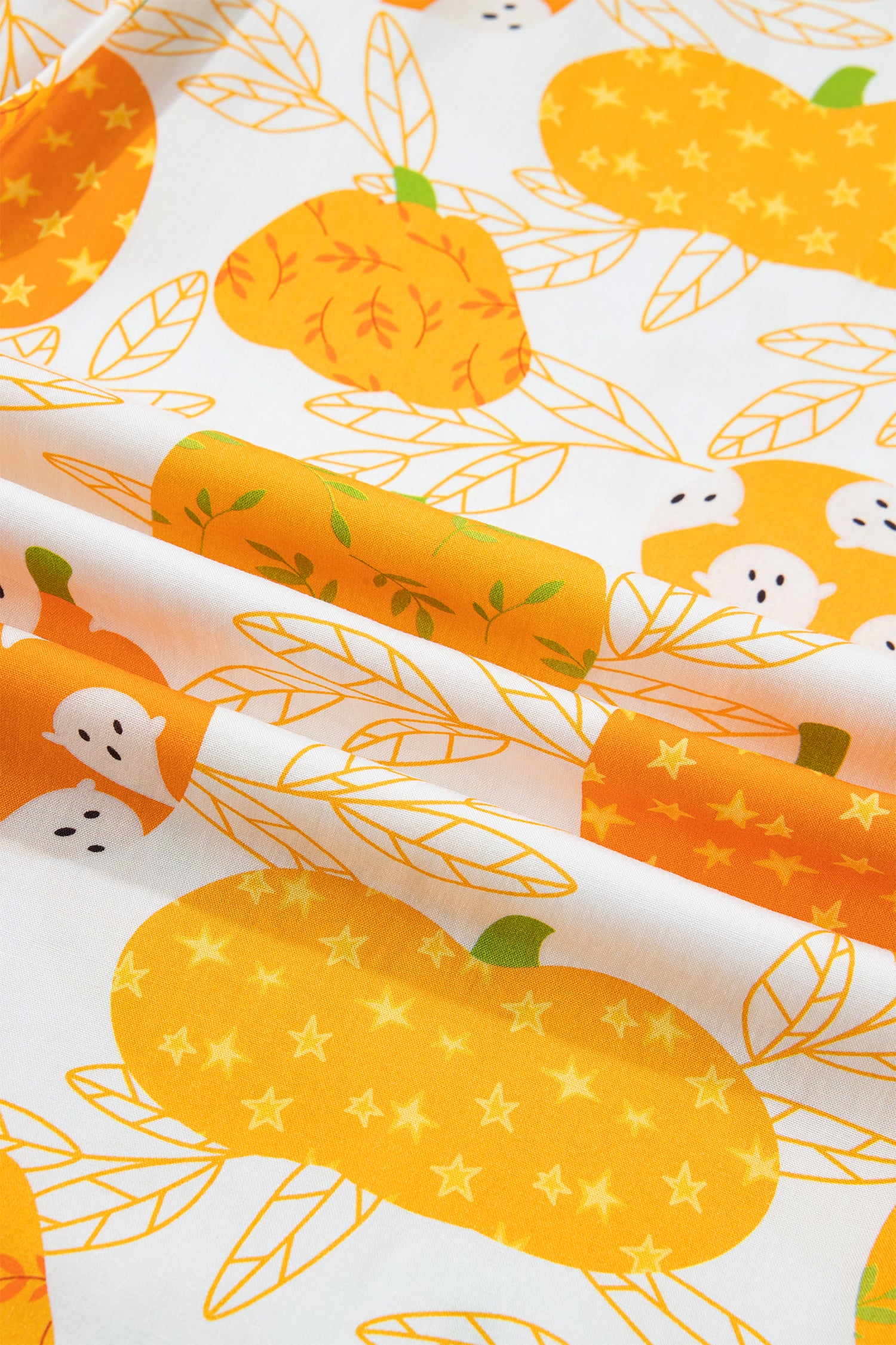 Orange Short Sleeve Pumpkin Print Polka Dot Trim Pocket Pocket Placket Home Wear Lounge Set-Loungewear & Sleepwear/Loungewear-[Adult]-[Female]-2022 Online Blue Zone Planet