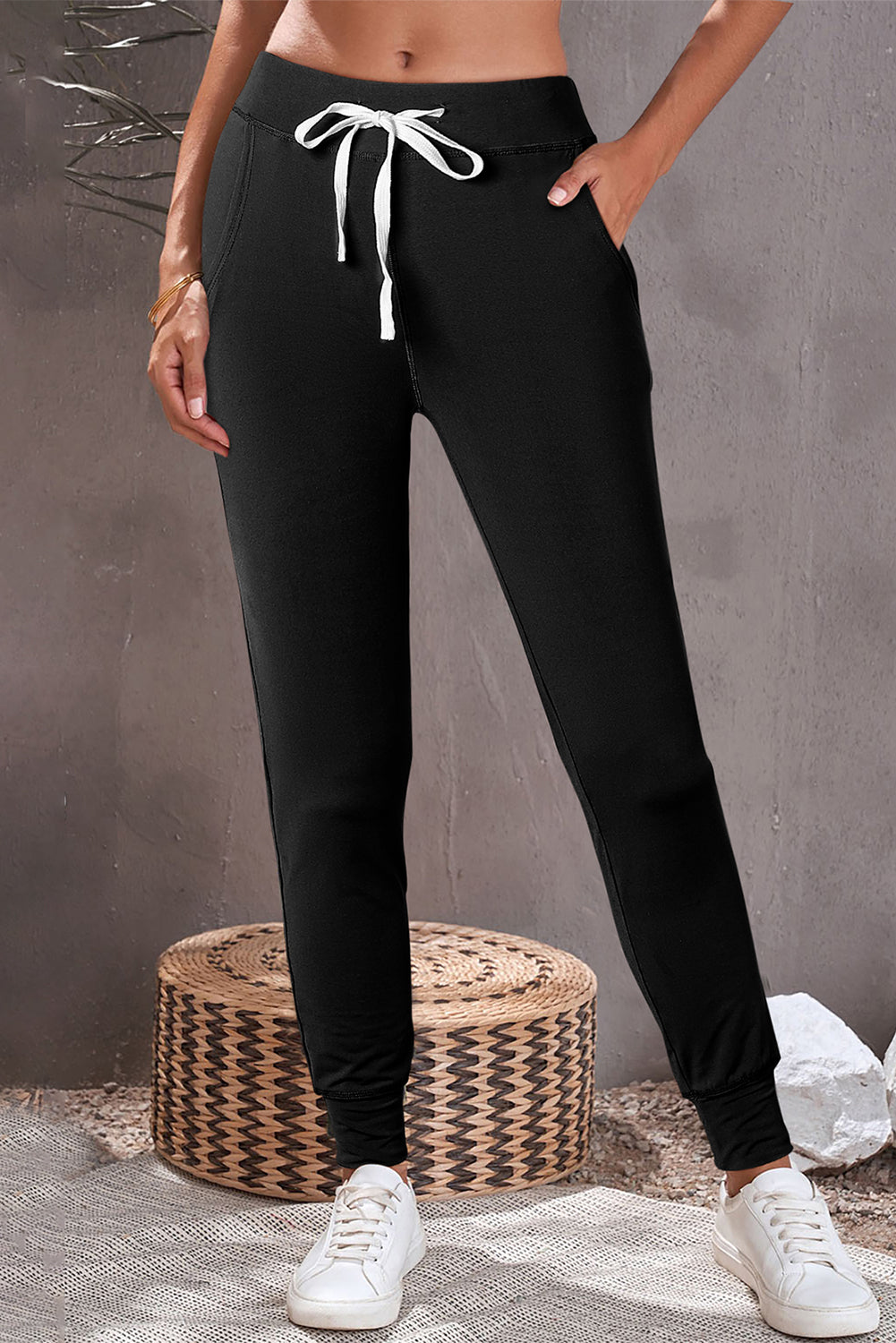 Moss Green Drawstring Elastic Waistband Pocketed Joggers-Sale (50% OFF)/30% OFF-[Adult]-[Female]-2022 Online Blue Zone Planet