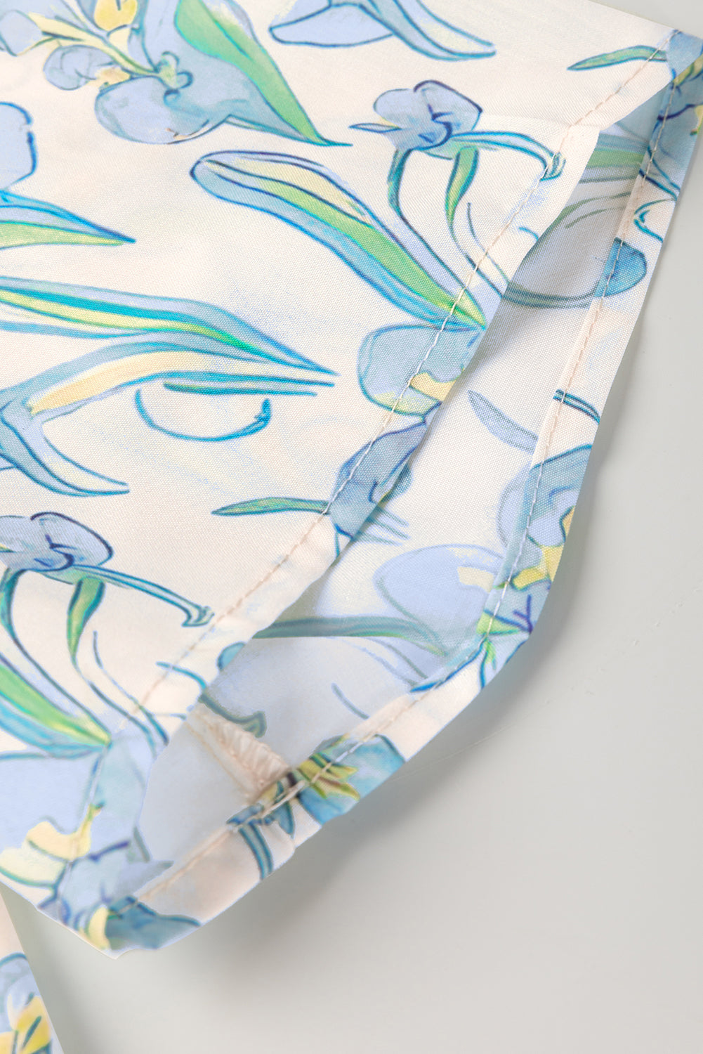 Green Floral Print Shirtcollar Buttoned Short Sleeve Shift Dress-TOPS / DRESSES-[Adult]-[Female]-2022 Online Blue Zone Planet