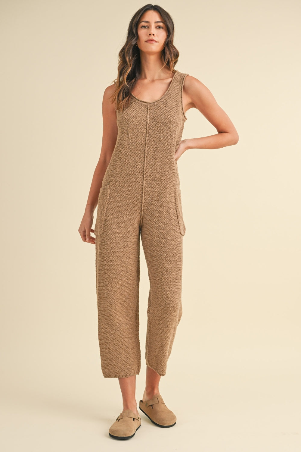 MABLE Sleeveless Knit Crop Jumpsuit with Pockets-TOPS / DRESSES-[Adult]-[Female]-Mocha-S-2022 Online Blue Zone Planet