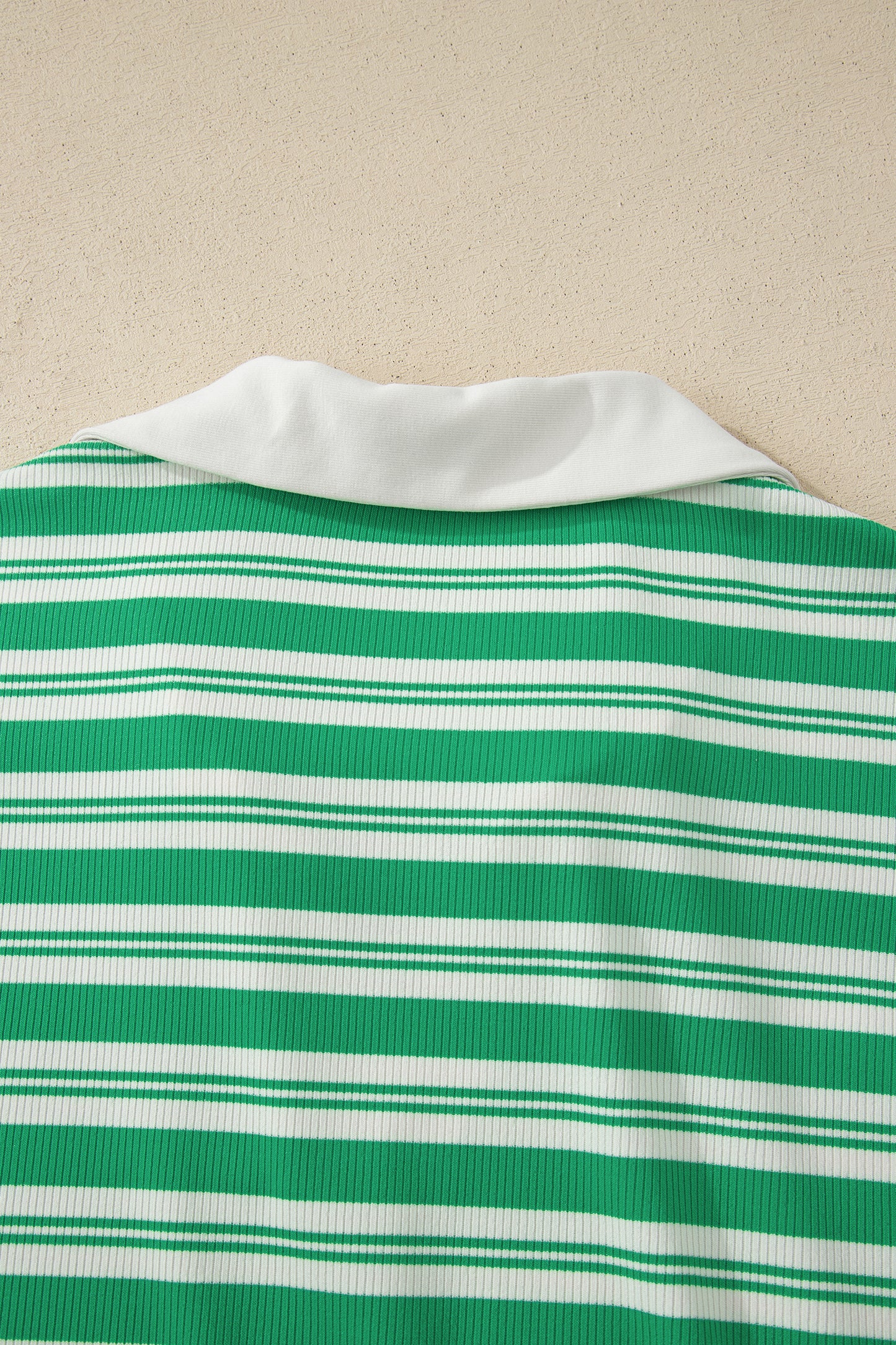 Green Stripe Collared V Neck Short Sleeve T Shirt Midi Dress with Pockets-TOPS / DRESSES-[Adult]-[Female]-2022 Online Blue Zone Planet