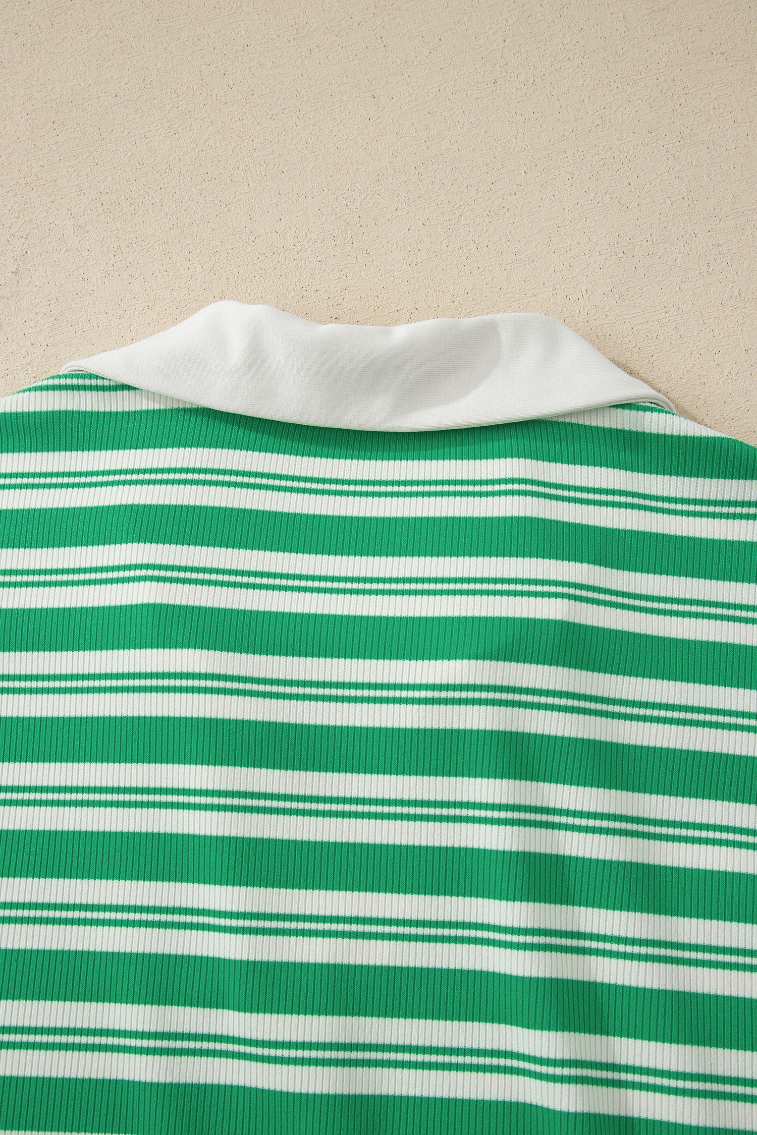 Green Stripe Collared V Neck Short Sleeve T Shirt Midi Dress with Pockets-TOPS / DRESSES-[Adult]-[Female]-2022 Online Blue Zone Planet