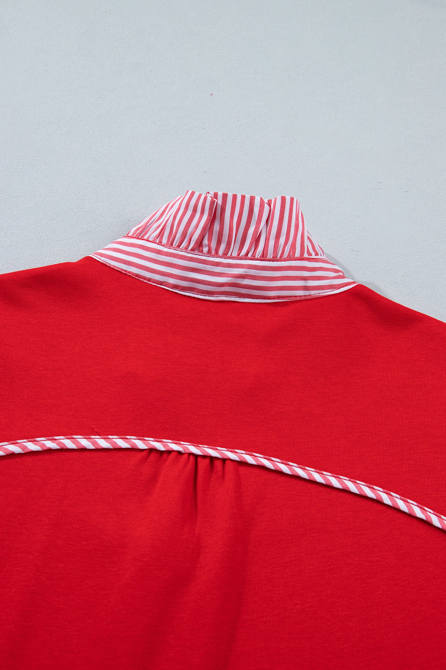 Sachet Pink Striped Frilled Collar Short Sleeve Blouse-Tops/Blouses & Shirts-[Adult]-[Female]-2022 Online Blue Zone Planet