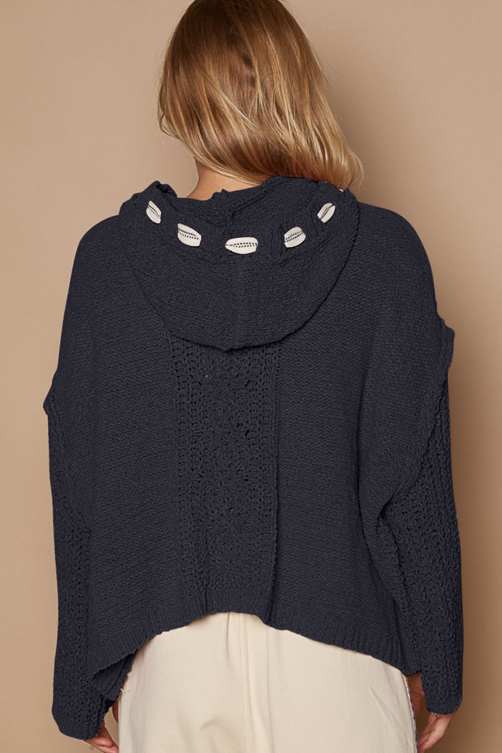 POL Cable Knit Hooded Chenille Sweater-TOPS / DRESSES-[Adult]-[Female]-2022 Online Blue Zone Planet