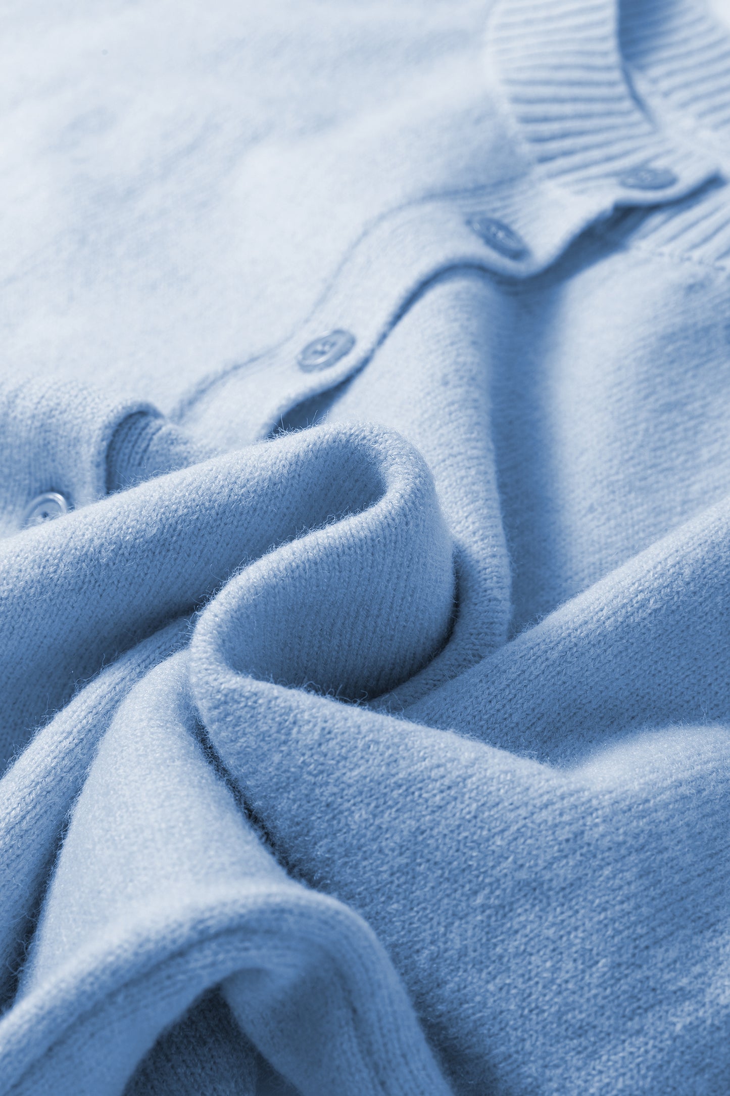 Beau Blue 3/4 Sleeve Boxy Knit Button Down Sweater Cardigan-TOPS / DRESSES-[Adult]-[Female]-2022 Online Blue Zone Planet