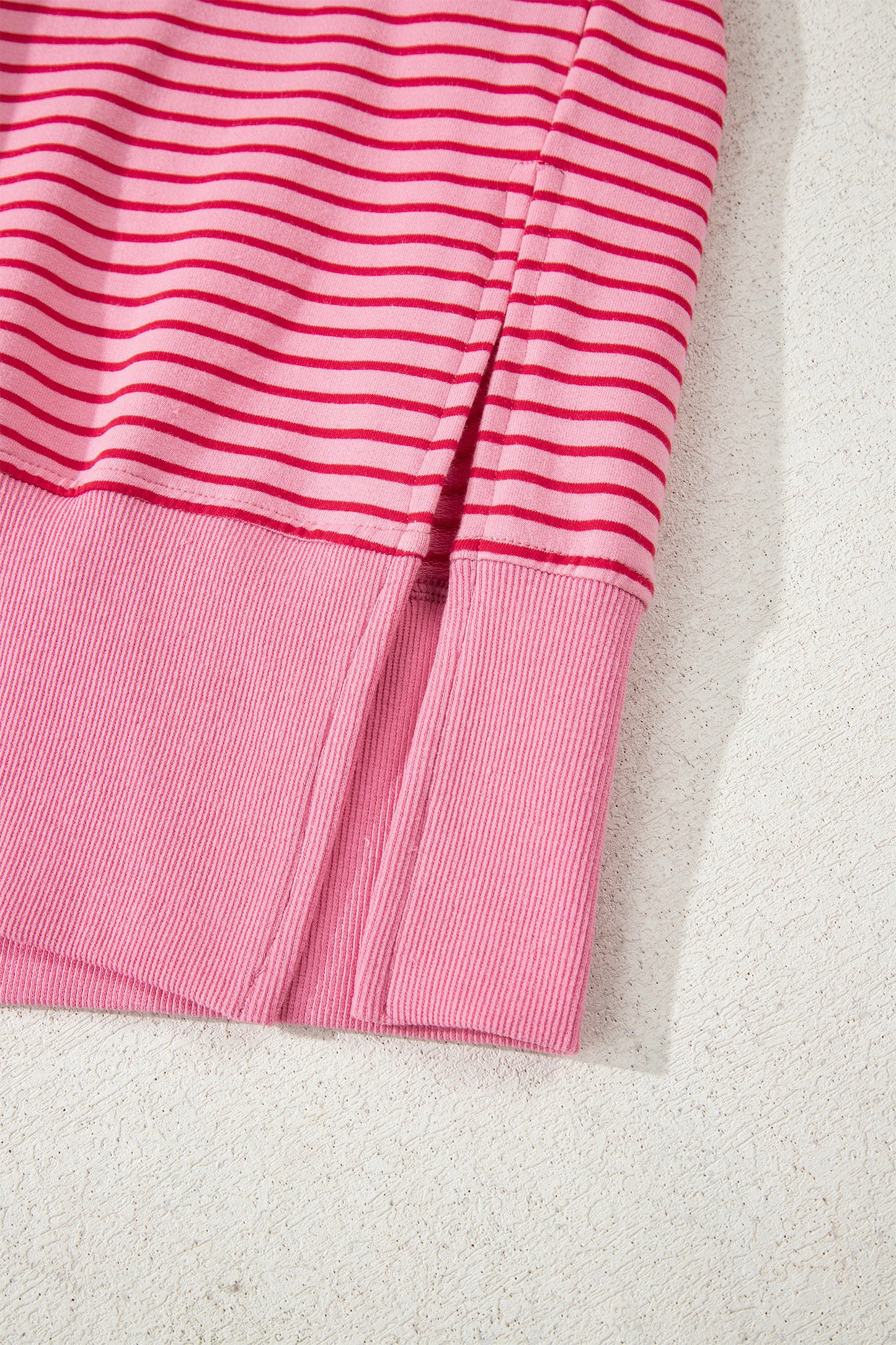 Rose Stripe Thumbhole Side Slits Drop Shoulder Loose Fit Hoodie-Tops / Dresses-[Adult]-[Female]-2022 Online Blue Zone Planet