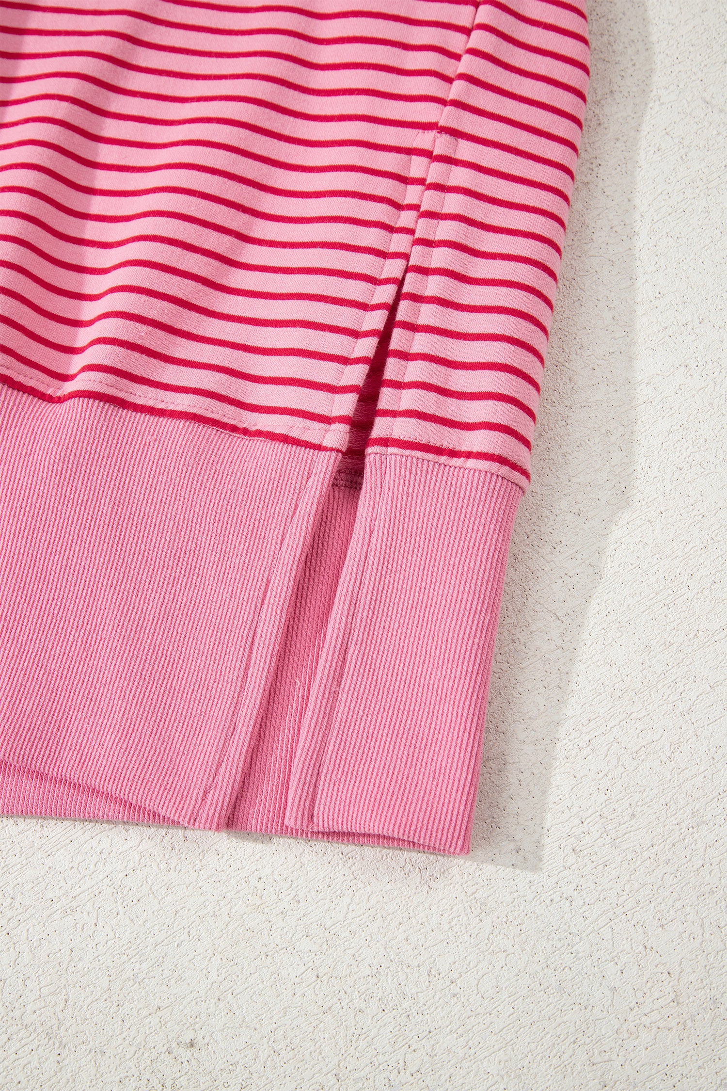 Rose Stripe Thumbhole Side Slits Drop Shoulder Loose Fit Hoodie-Tops / Dresses-[Adult]-[Female]-2022 Online Blue Zone Planet