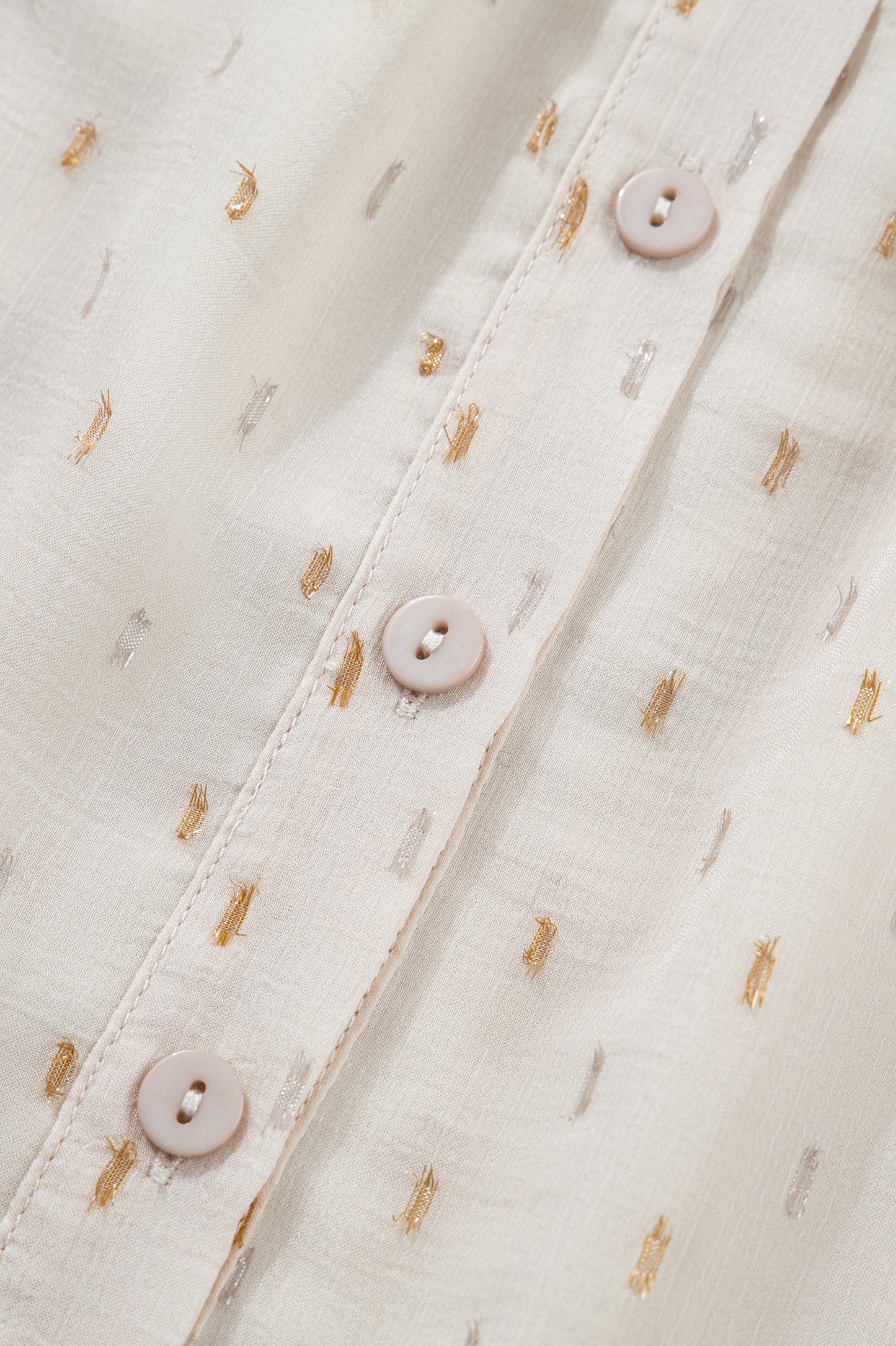 Yellow Cream Metallic Jacquard Short Sleeve Shirt