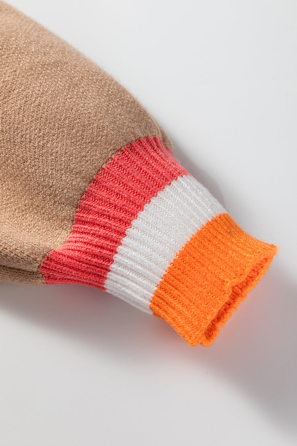 Smoke Gray Big Flower Pattern Contrast Striped Baggy Sweater-TOPS / DRESSES-[Adult]-[Female]-2022 Online Blue Zone Planet