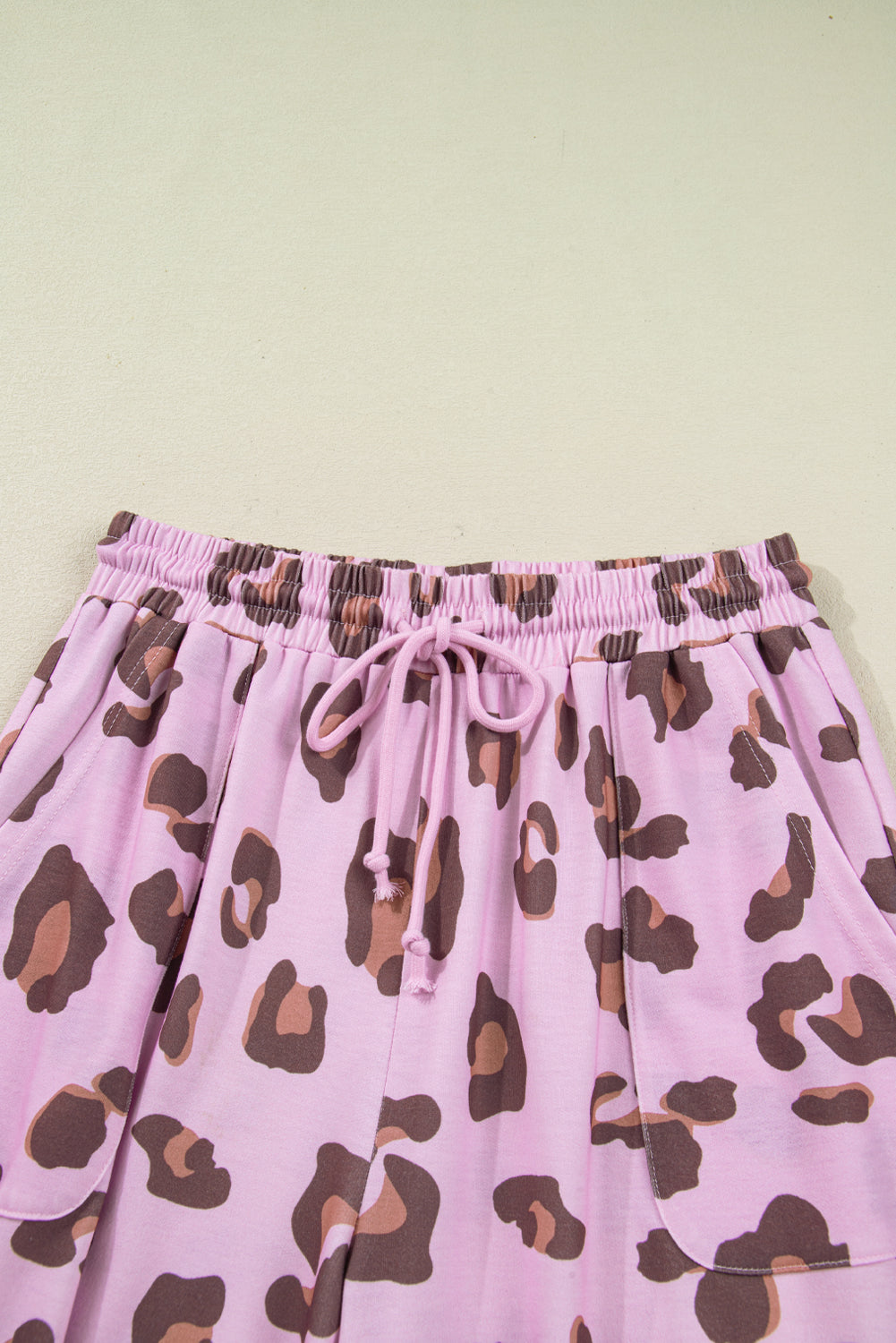 Pink Drawstring Leopard Print Patch Pocket Loose Pants-Bottoms/Pants & Culotte-[Adult]-[Female]-2022 Online Blue Zone Planet