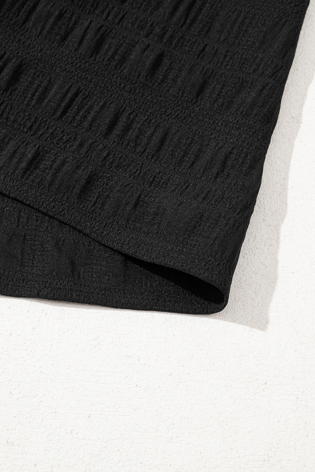 Black Textured Ruffled Sleeve Round Neck Top-Tops/Blouses & Shirts-[Adult]-[Female]-2022 Online Blue Zone Planet