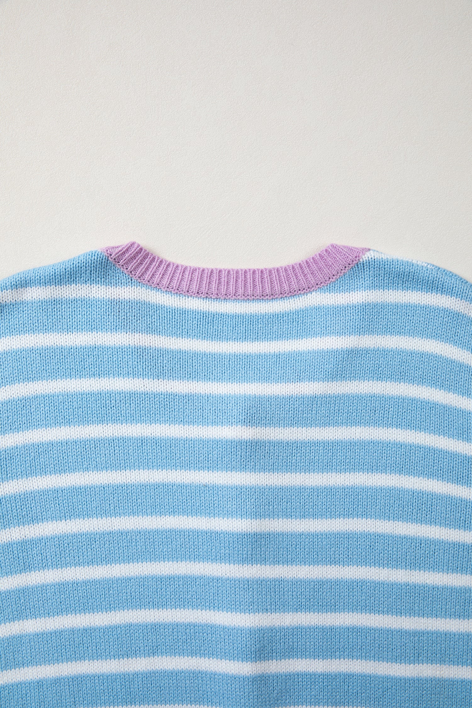 Sky Blue Stripe Contrast Trim Button Down Casual Sweater Cardigan-TOPS / DRESSES-[Adult]-[Female]-2022 Online Blue Zone Planet