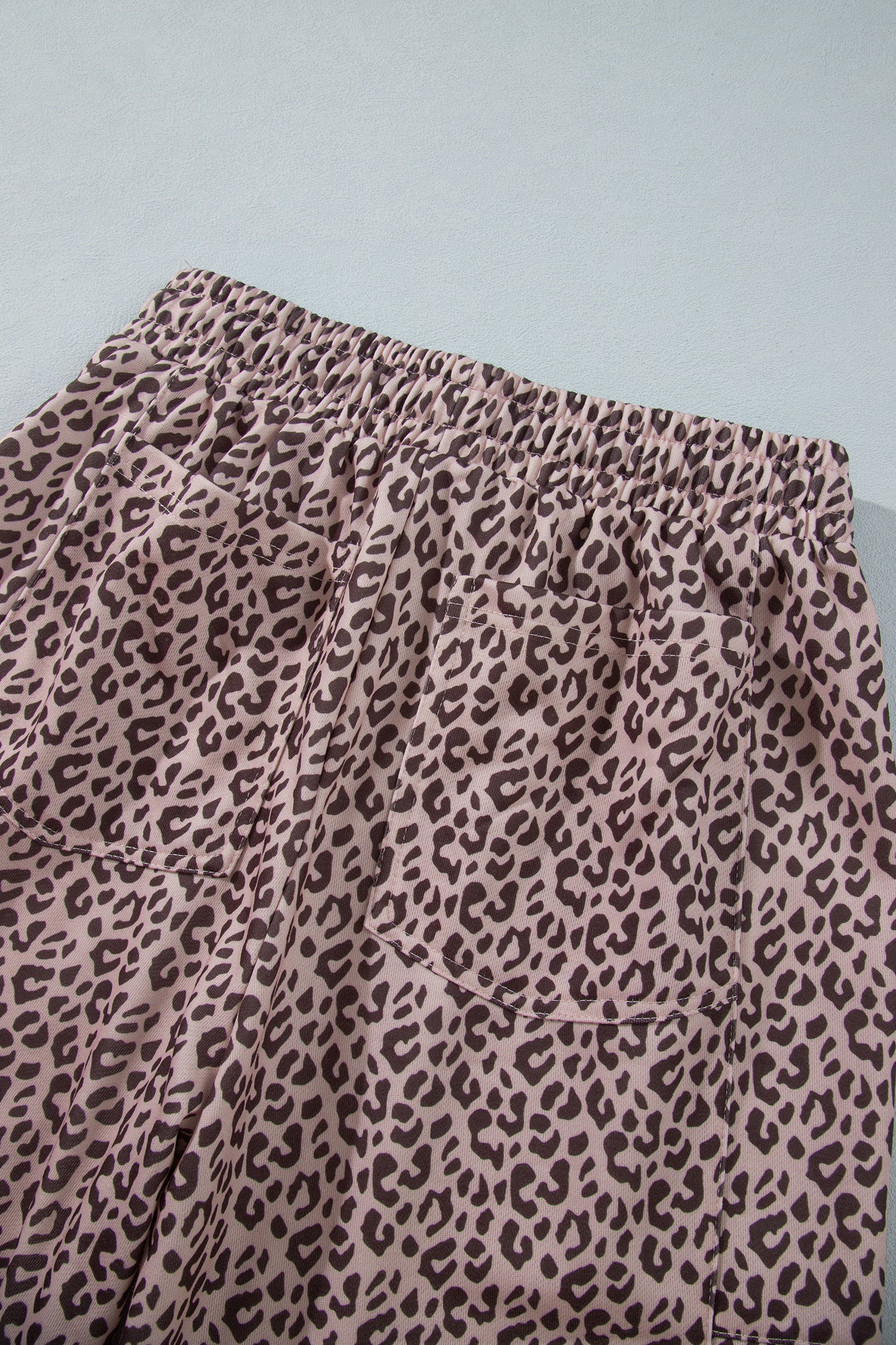 Khaki Leopard Print Elastic Waist Ankle Length Pants-Bottoms/Pants & Culotte-[Adult]-[Female]-2022 Online Blue Zone Planet