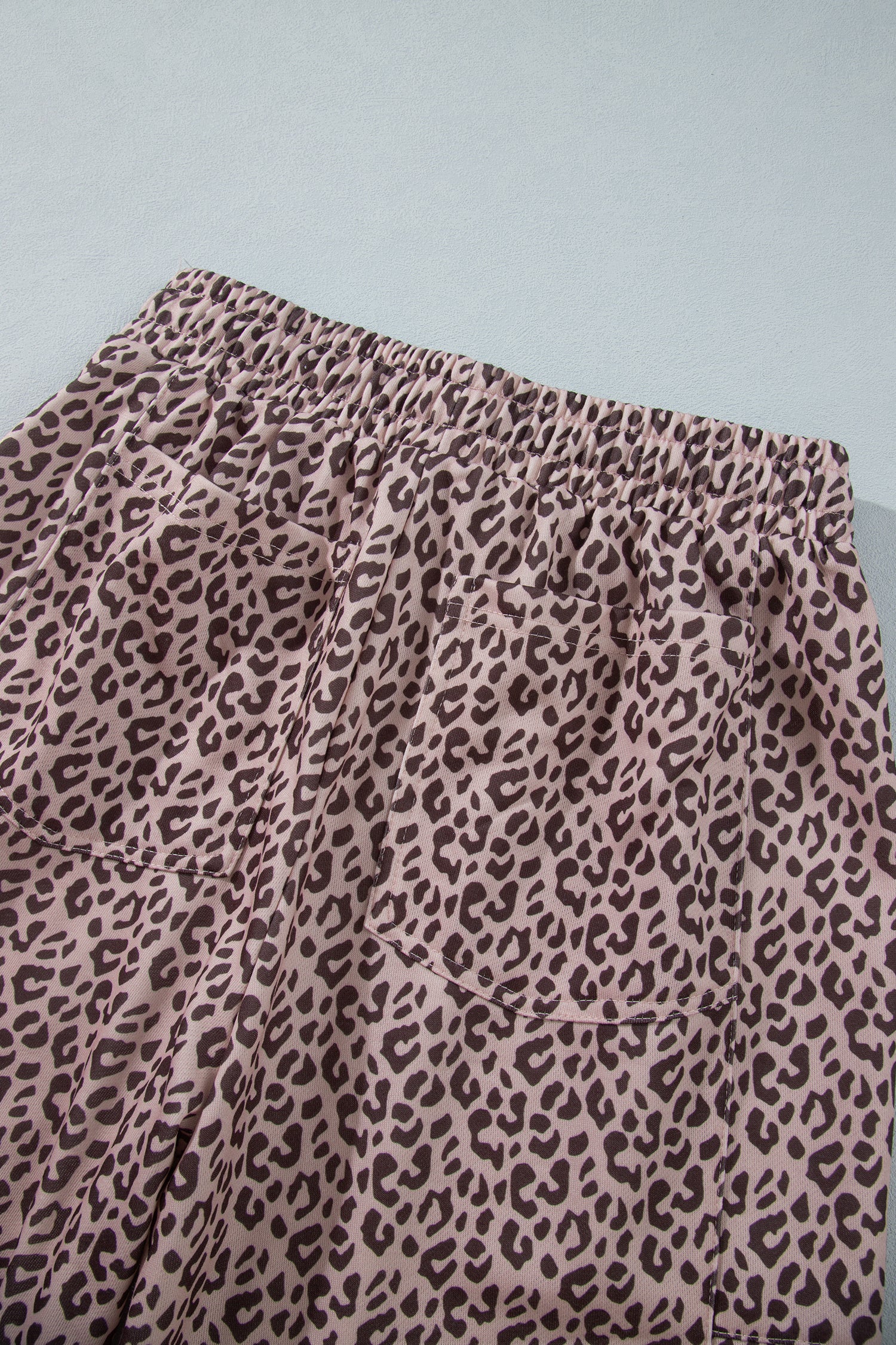 Khaki Leopard Print Elastic Waist Ankle Length Pants-Bottoms/Pants & Culotte-[Adult]-[Female]-2022 Online Blue Zone Planet