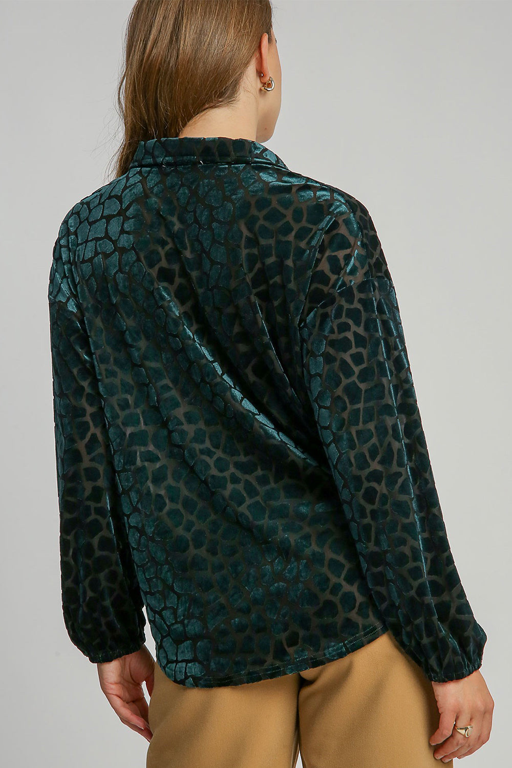 Umgee Animal Print Button Up Velvet Shirt-TOPS / DRESSES-[Adult]-[Female]-2022 Online Blue Zone Planet