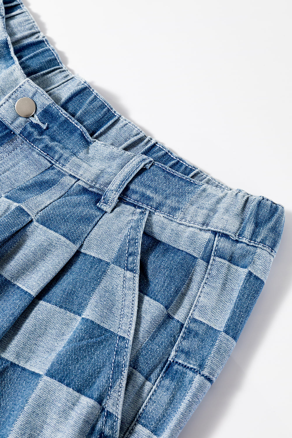 Blue Zone Planet | Dusk Blue Plus Size Checkered Seamed High Waist Wide Leg Jeans-Plus Size/Plus Size Bottoms-[Adult]-[Female]-2022 Online Blue Zone Planet