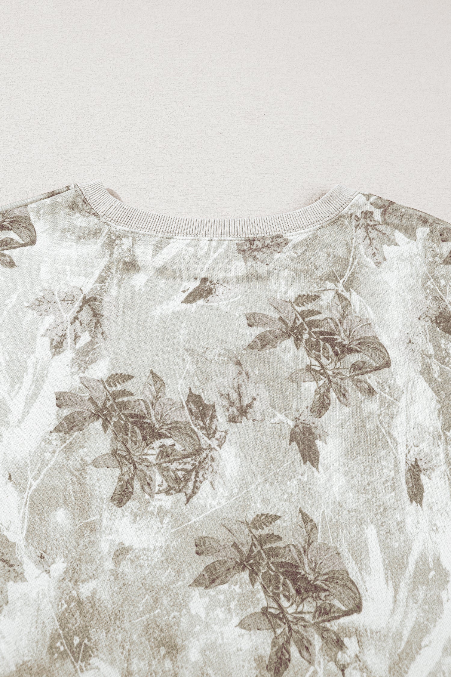 Gray Leafy Camo Print Exposed Seam Patchwork Baggy Slit Sweatshirt-Tops/Sweatshirts & Hoodies-[Adult]-[Female]-2022 Online Blue Zone Planet