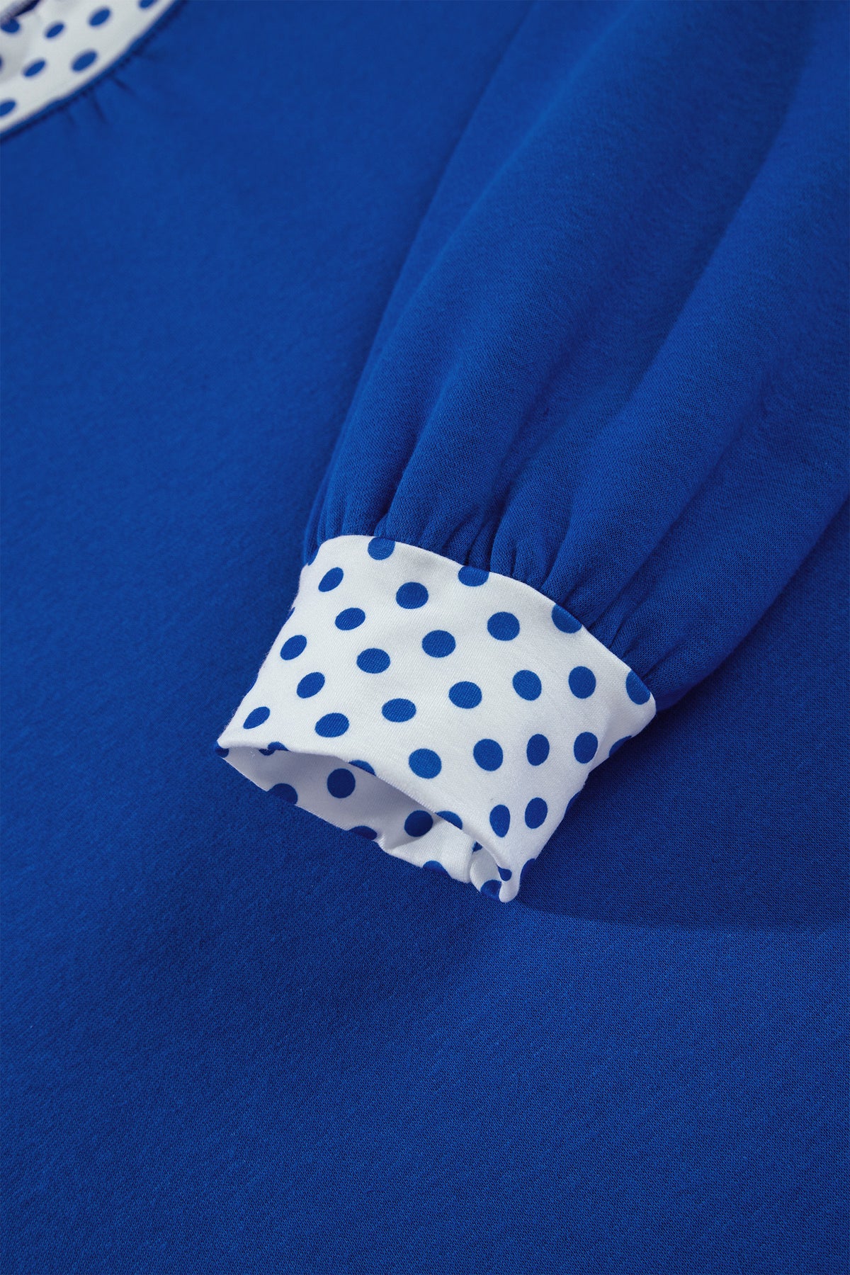 Dark Blue Polka Dot Trim Baggy Pullover 2pcs Short Set-Two Piece Sets/Short Sets-[Adult]-[Female]-2022 Online Blue Zone Planet