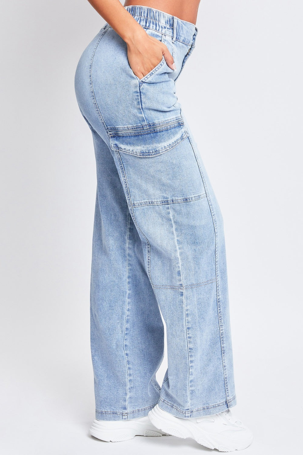 YMI Jeanswear High-Rise Straight Cargo Jeans-BOTTOMS SIZES SMALL MEDIUM LARGE-[Adult]-[Female]-2022 Online Blue Zone Planet