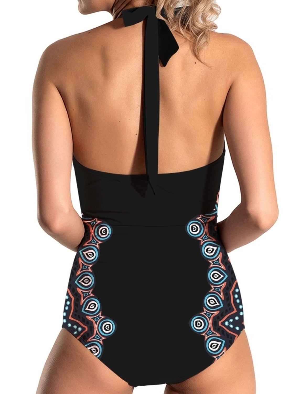 Cutout Printed Halter Neck One-Piece Swimwear-TOPS / DRESSES-[Adult]-[Female]-2022 Online Blue Zone Planet