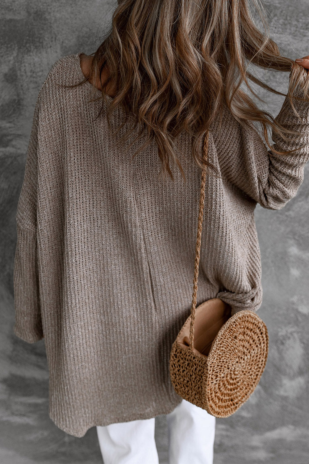 Gray Slouchy Dolman Sleeve High Low Sweater-TOPS / DRESSES-[Adult]-[Female]-2022 Online Blue Zone Planet