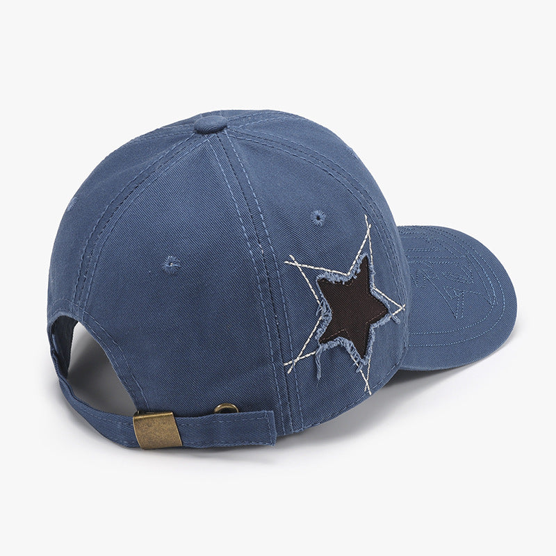 Adjustable Star Raw Hem Cap-BASEBALL HATS-[Adult]-[Female]-2022 Online Blue Zone Planet