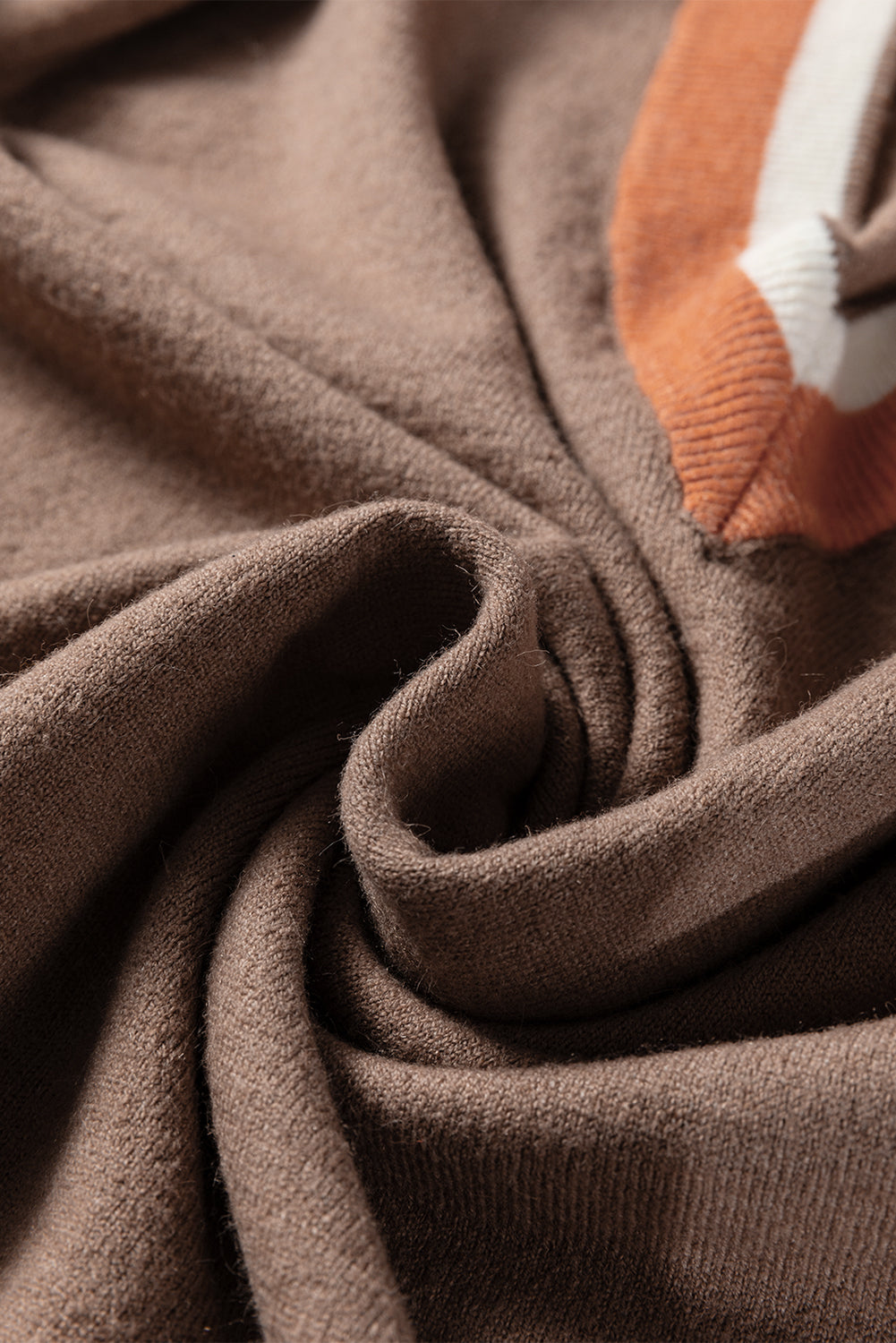 Dark Khaki Contrast Striped Trim V Neck Varsity Sweater-TOPS / DRESSES-[Adult]-[Female]-2022 Online Blue Zone Planet