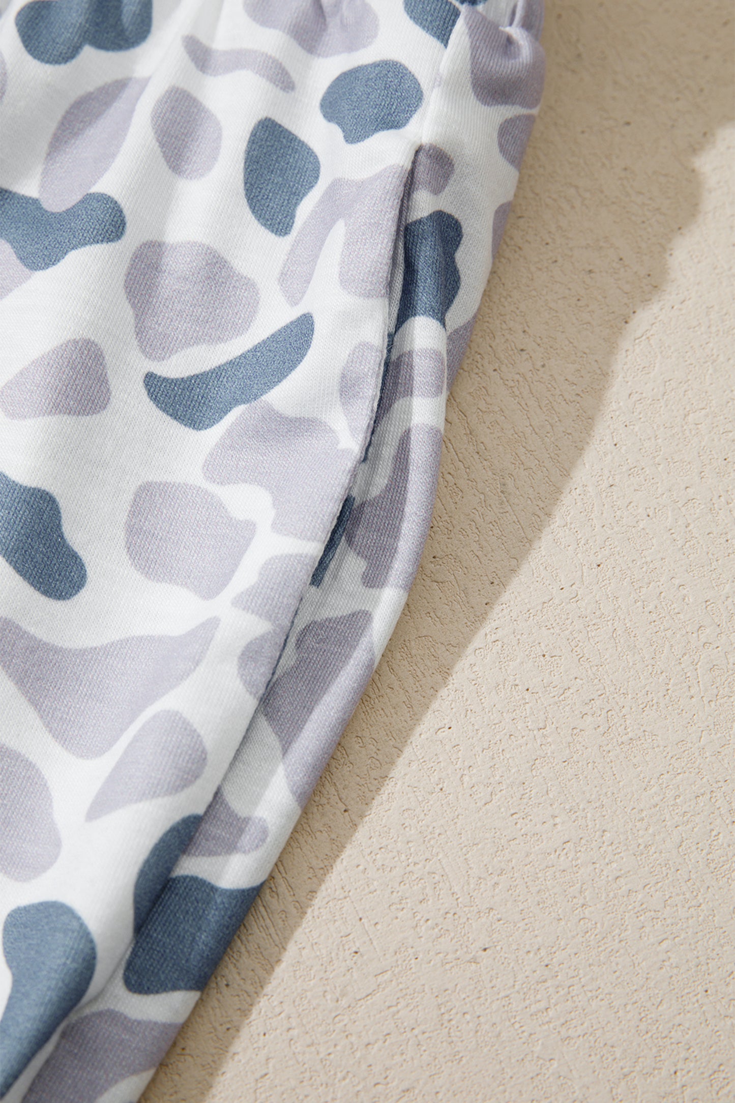 Beige Camouflage Print Lapel Shirt Drawstring 2pcs Short Pajama Set-Loungewear & Sleepwear/Sleepwear-[Adult]-[Female]-2022 Online Blue Zone Planet