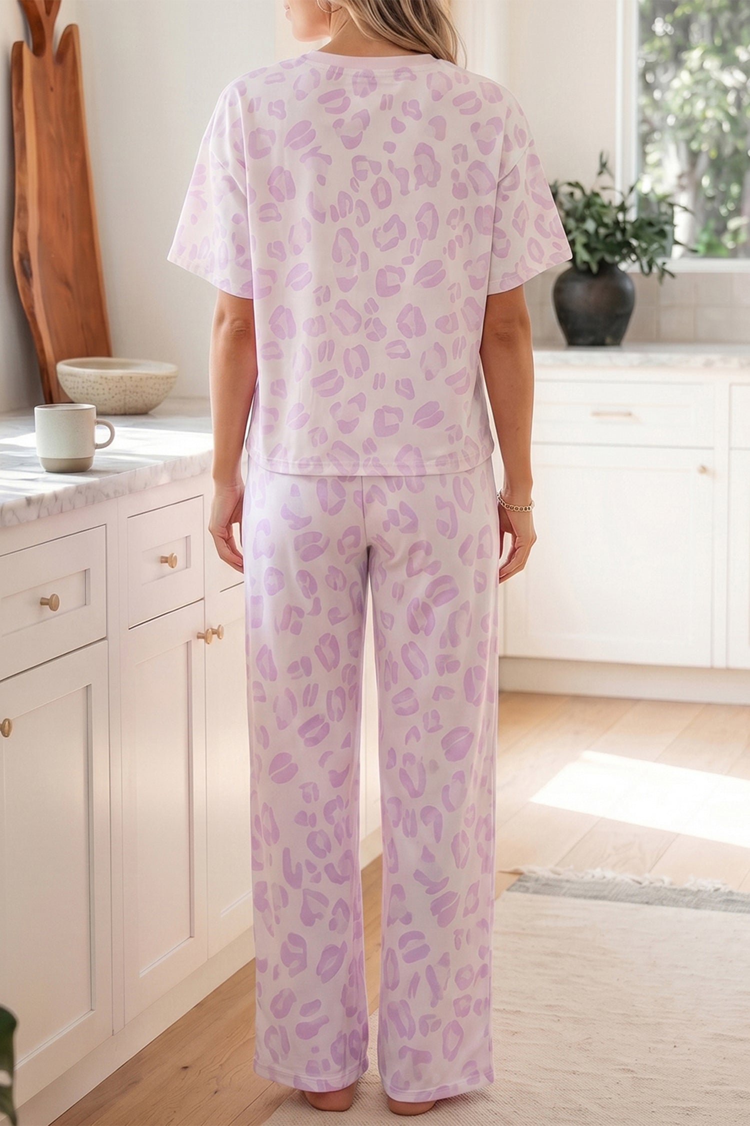 Pink Leopard Two Piece Top and Pants Set-Two Piece Sets/Pant Sets-[Adult]-[Female]-2022 Online Blue Zone Planet