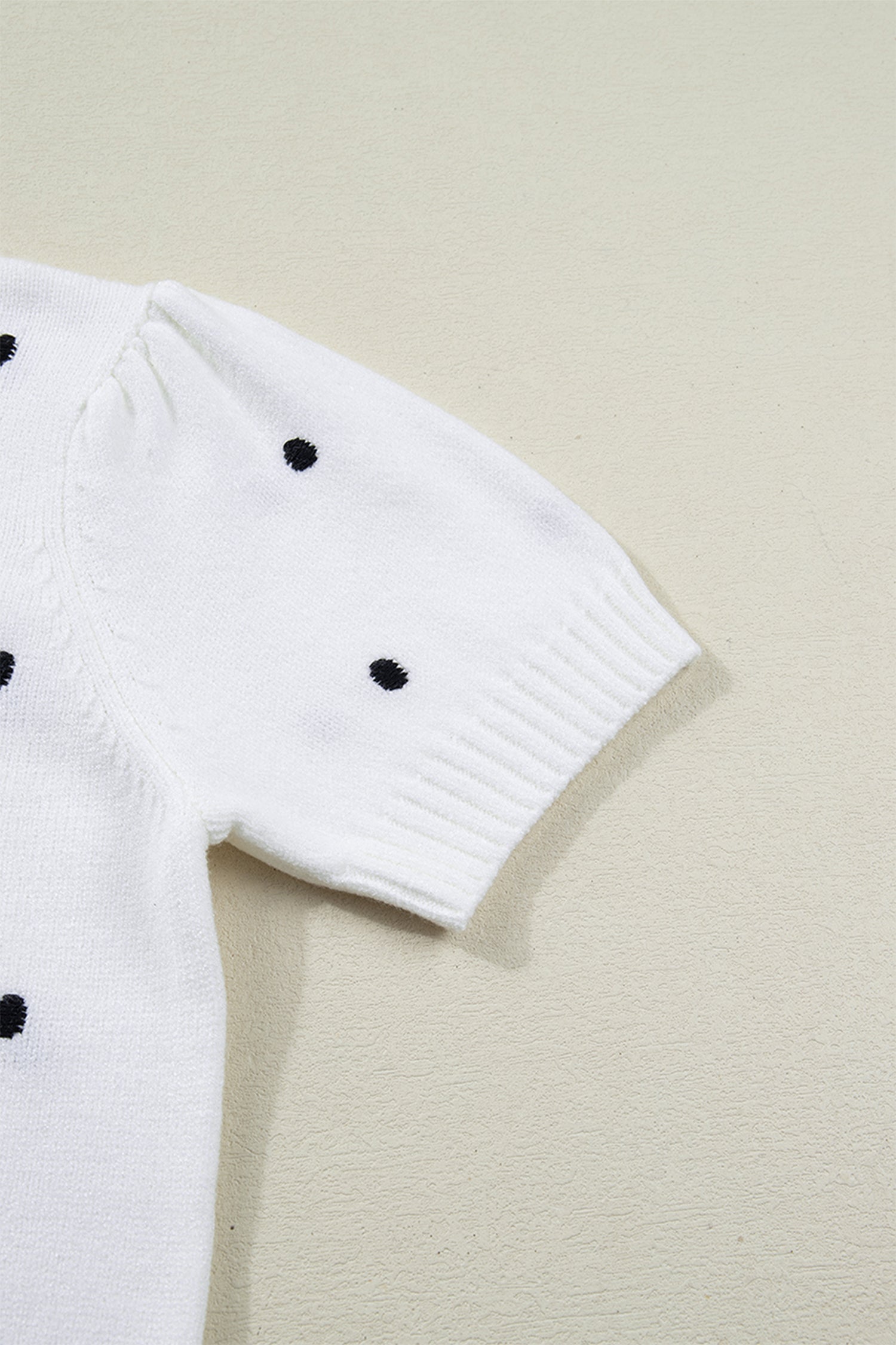 White Elegant Polka Dot Bubble Short Sleeve Sweater-TOPS / DRESSES-[Adult]-[Female]-2022 Online Blue Zone Planet