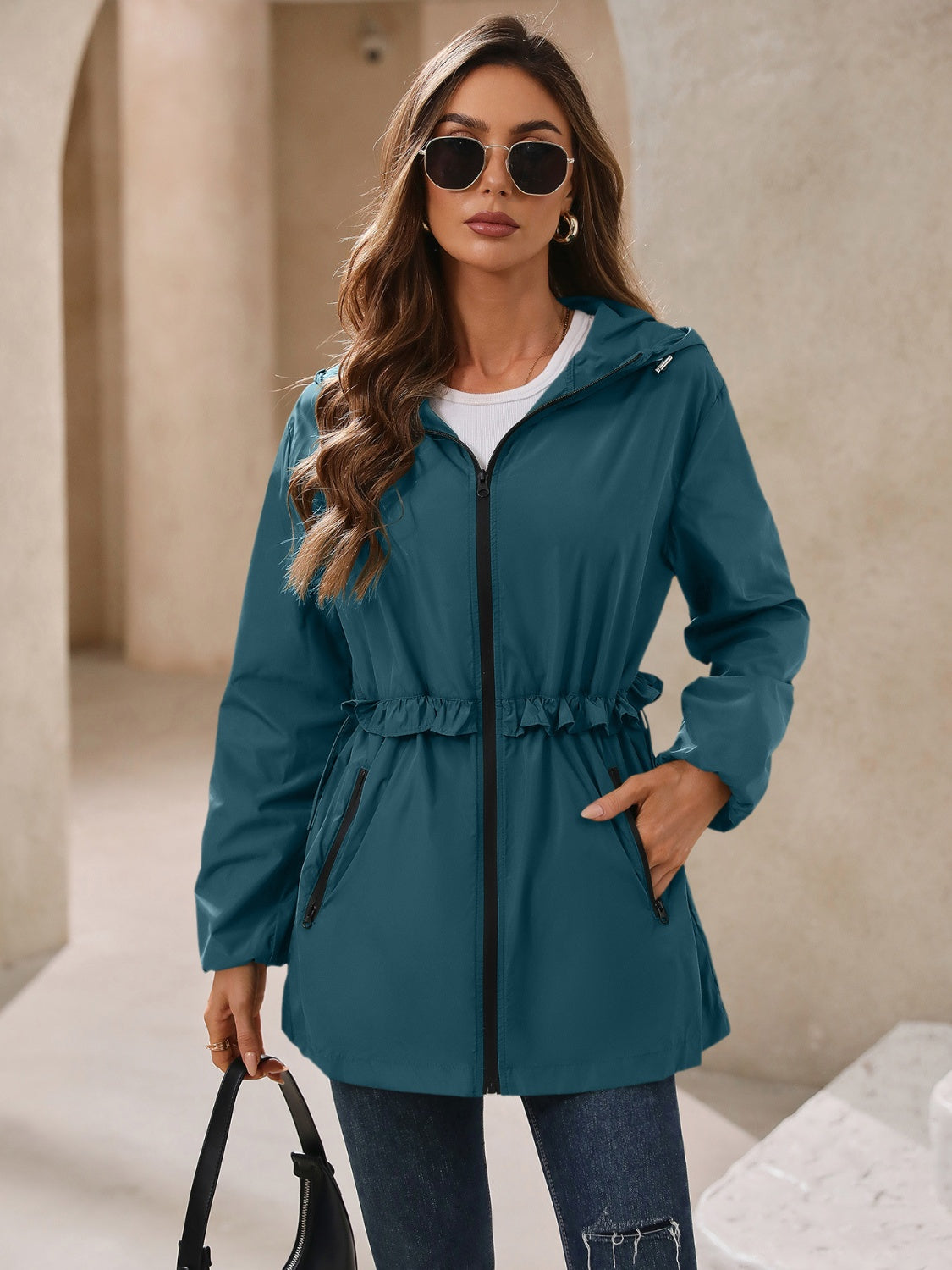 Zip Up Long Sleeve Hooded Jacket-TOPS / DRESSES-[Adult]-[Female]-2022 Online Blue Zone Planet