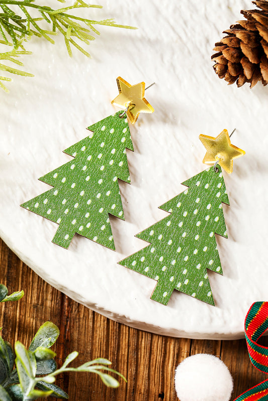 Green Polka Dot Print Christmas Dangle Earrings-Accessories/Jewelry-[Adult]-[Female]-Green-ONE SIZE-2022 Online Blue Zone Planet