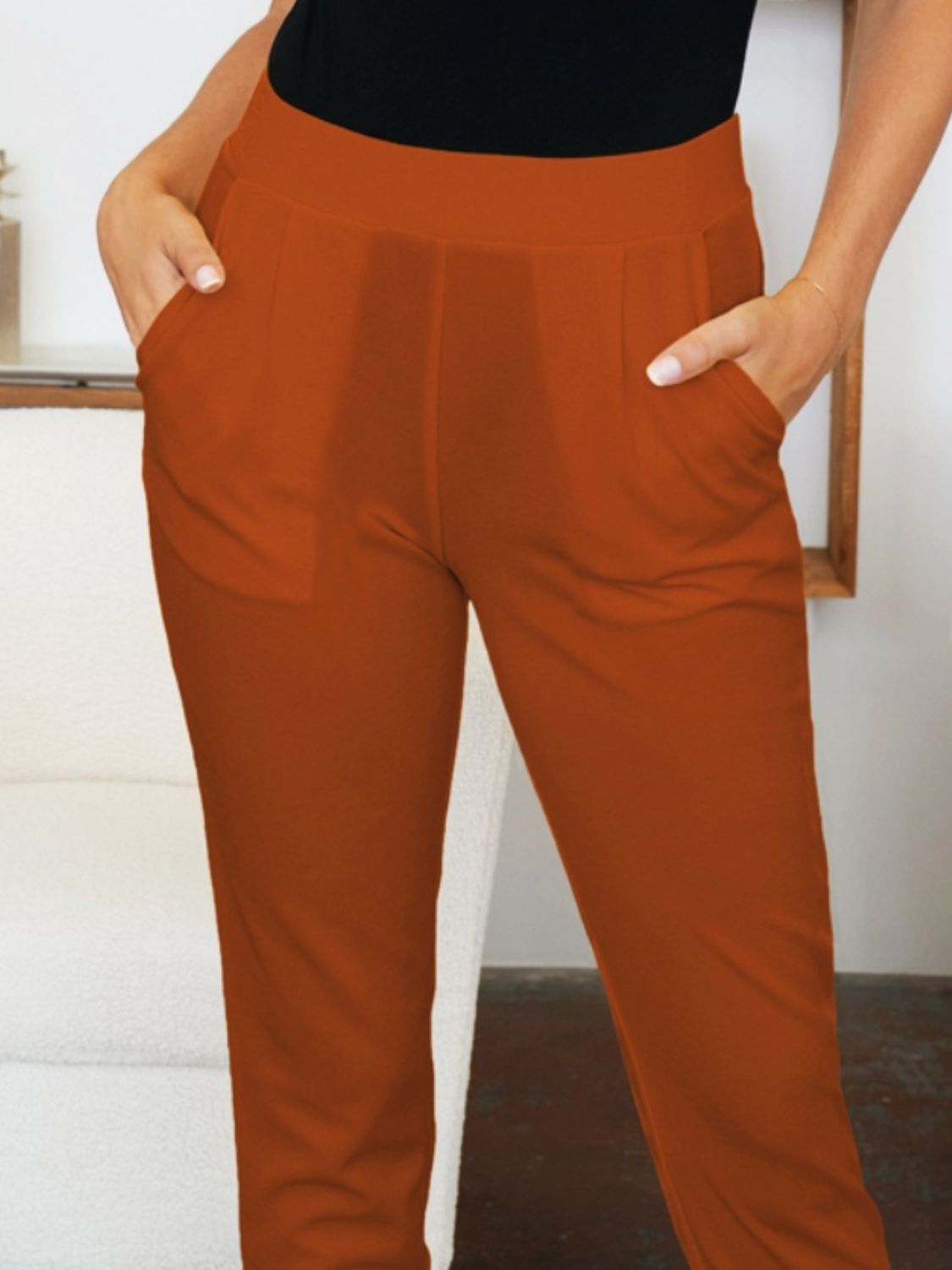 Pocketed High Waist Skinny Pants-BOTTOMS SIZES SMALL MEDIUM LARGE-[Adult]-[Female]-2022 Online Blue Zone Planet