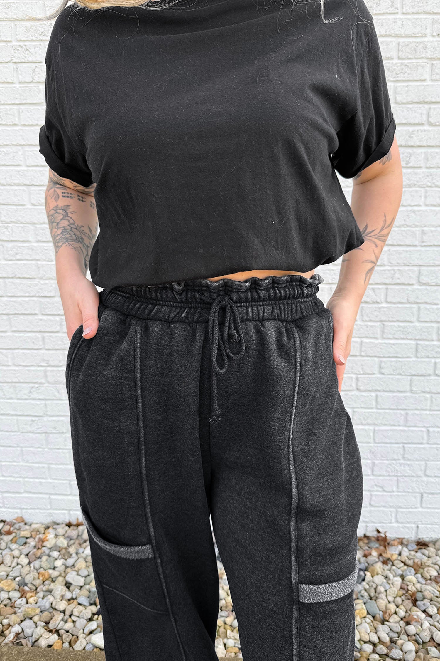 Carbon Grey Solid Colorblock Jogger Pants Set-Two Piece Sets/Pant Sets-[Adult]-[Female]-2022 Online Blue Zone Planet