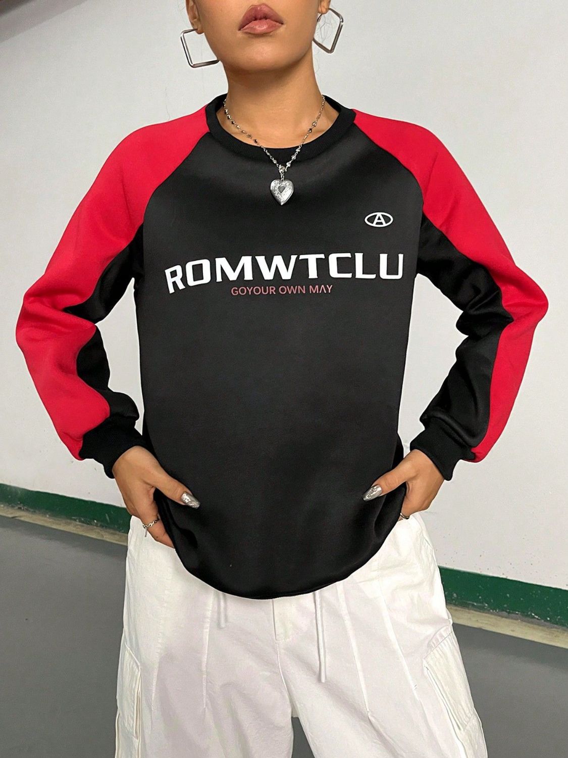 Letter Graphic Round Neck Long Sleeve Sweatshirt-TOPS / DRESSES-[Adult]-[Female]-2022 Online Blue Zone Planet