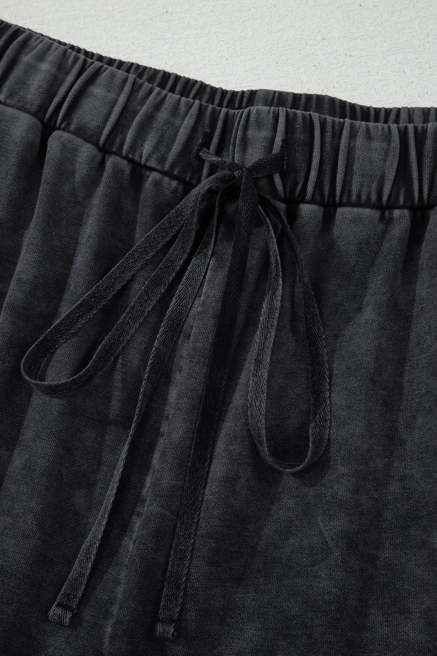 Black Plus Size Mineral Wash Exposed Seam Patchwork Drawstring Loose Pants-Plus Size/Plus Size Bottoms-[Adult]-[Female]-2022 Online Blue Zone Planet