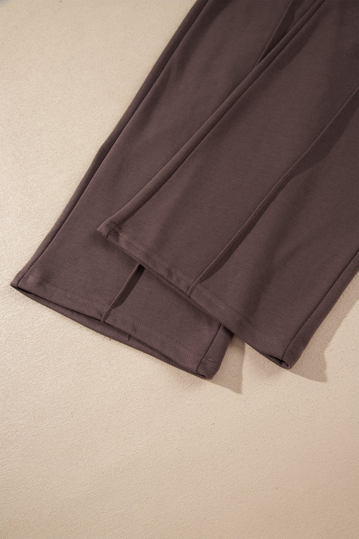 Coffee Solid Color Piping Trim Mock Neck Pullover Drawstring Pants Set-Two Piece Sets/Pant Sets-[Adult]-[Female]-2022 Online Blue Zone Planet