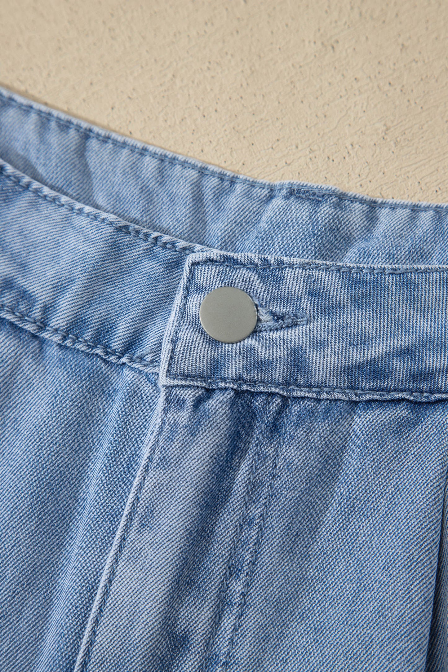 Myosotis Solid Color Scalloped Trim Casual Denim Shorts-Bottoms/Denim Shorts-[Adult]-[Female]-2022 Online Blue Zone Planet