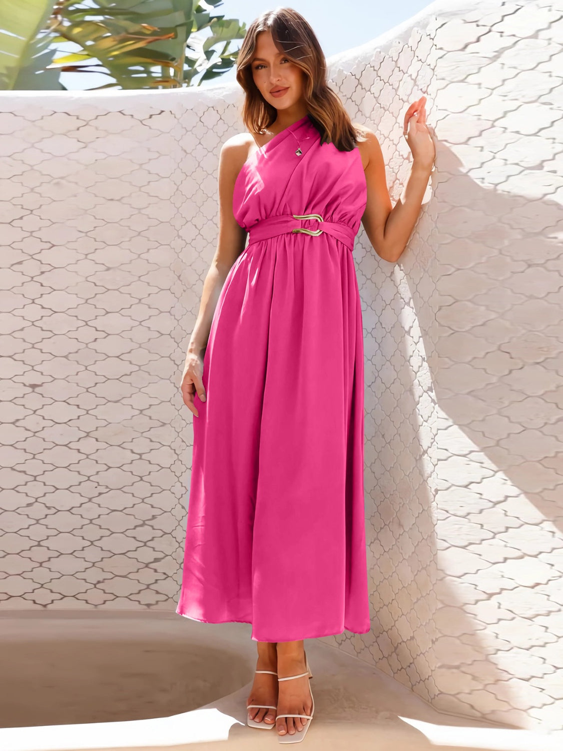 Single Shoulder Midi Dress-TOPS / DRESSES-[Adult]-[Female]-2022 Online Blue Zone Planet