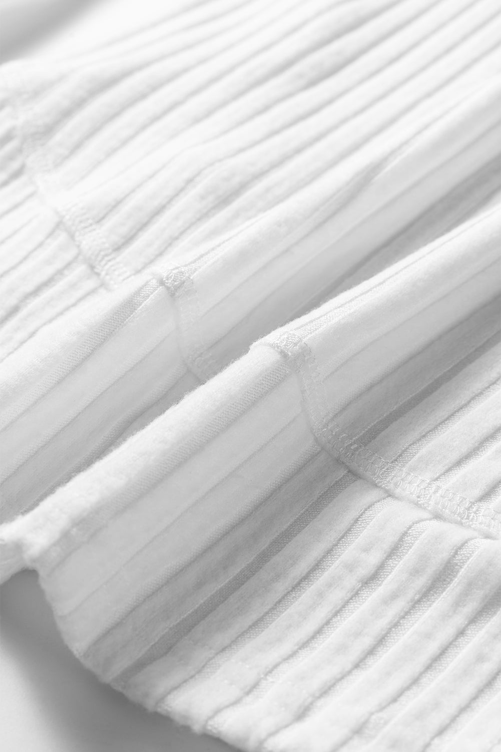 White Ribbed Texture Round Neck Long Sleeve Rounded Hem Knit Top-Tops/Long Sleeve Tops-[Adult]-[Female]-2022 Online Blue Zone Planet